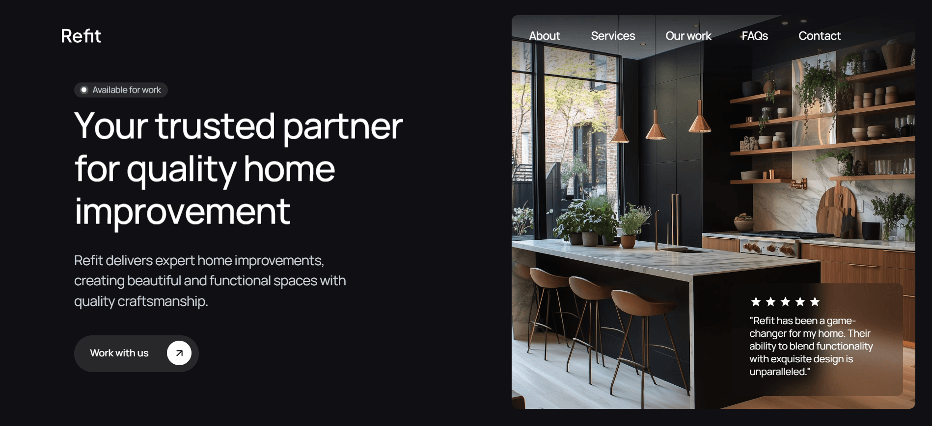 Web design concept for Luxury Renovation & Build in the Construction industry