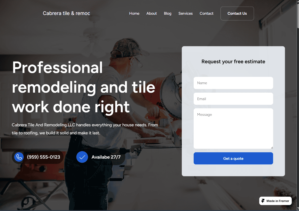 Web design concept for Handyman Services in the Home Services industry