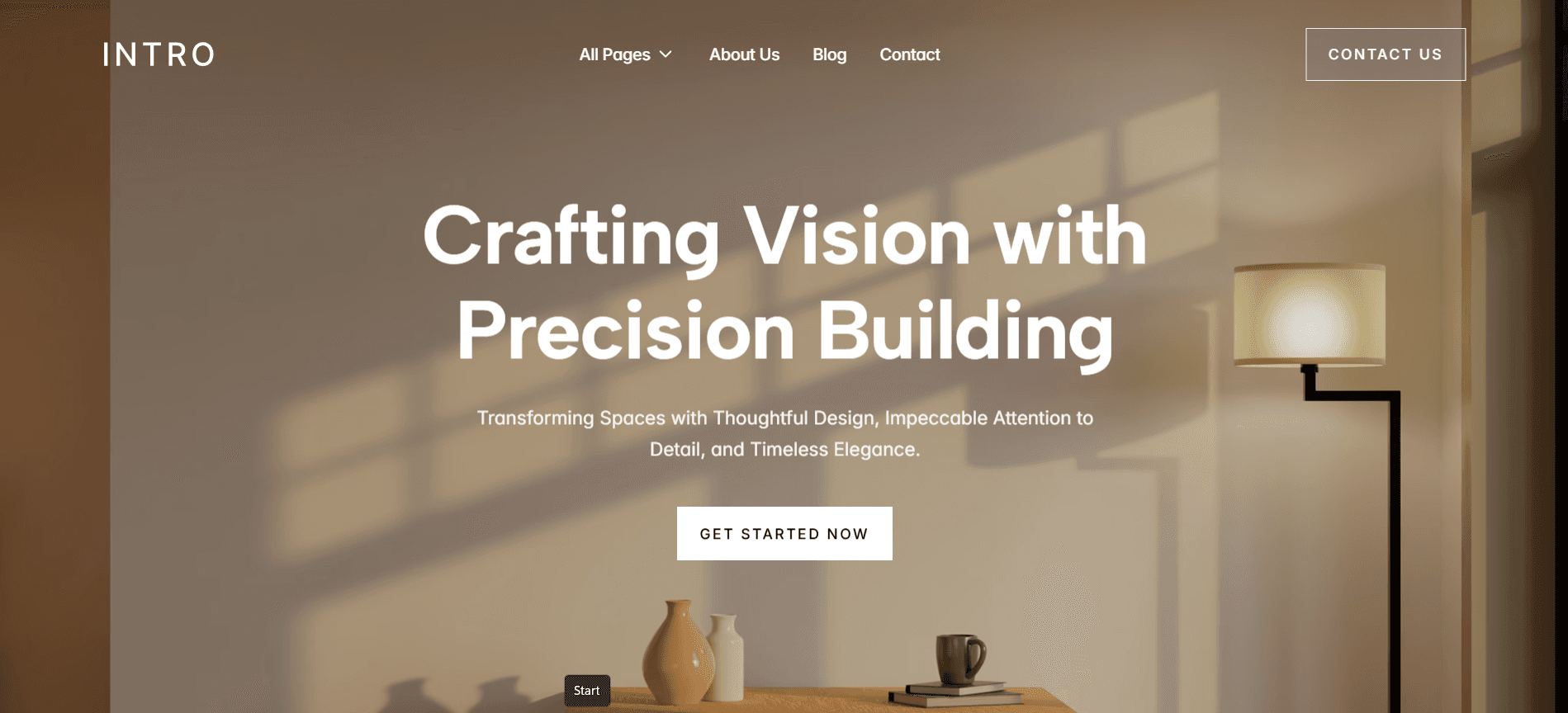 Web design concept for Interior Design Studio in the Home Services industry