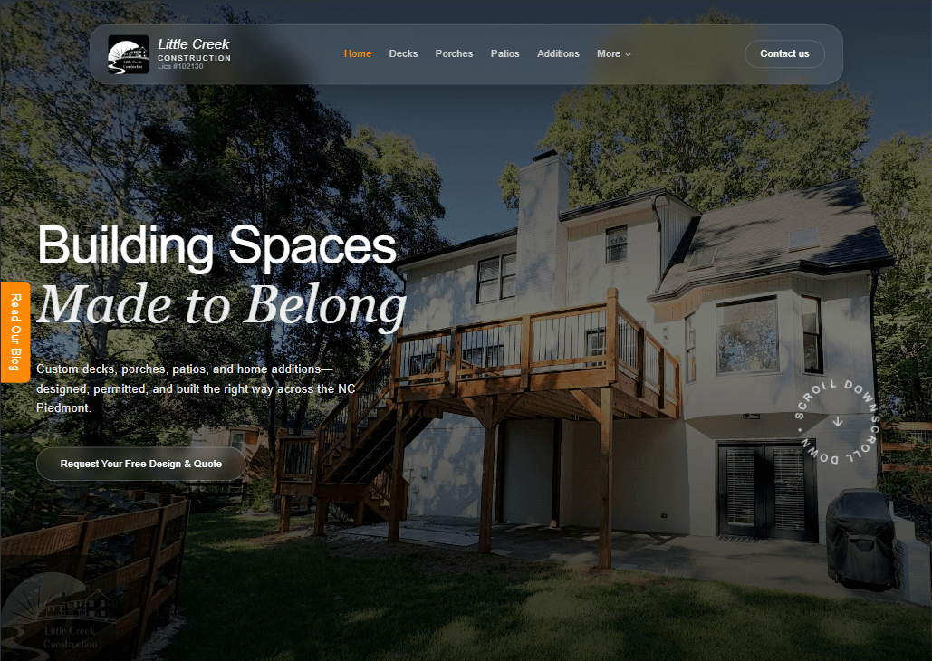 Portfolio showcase: Little Creek Construction and Food Arca websites