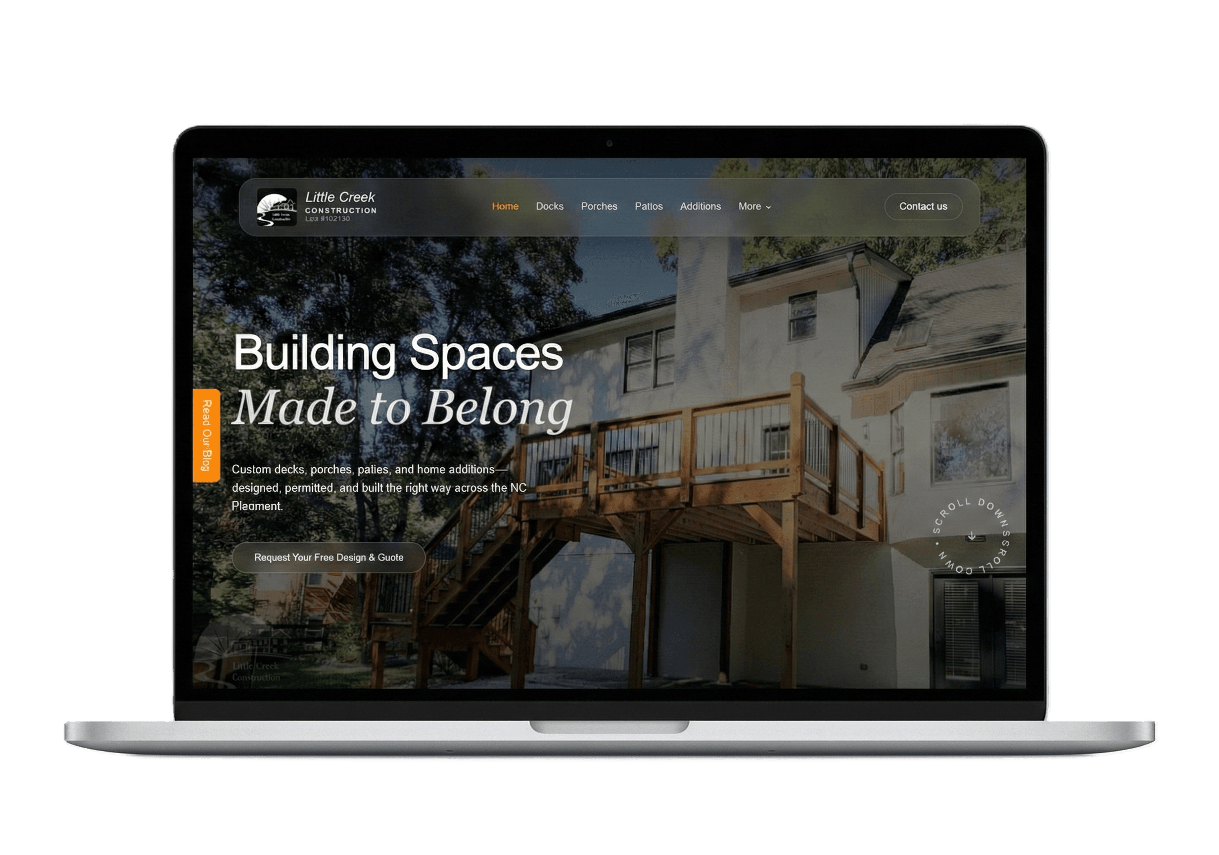 Custom coded Next.js website project on MacBook